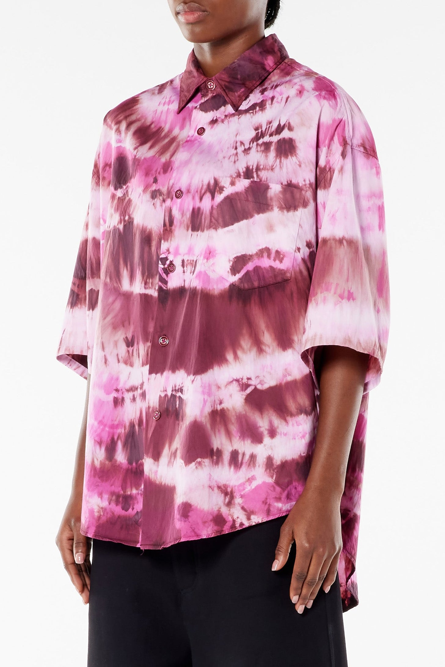 Chemise tie & dye manches courtes - Pink & White