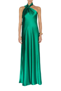 Robe longue Ushuaia en satin - Emerald
