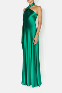Robe longue Ushuaia en satin - Emerald