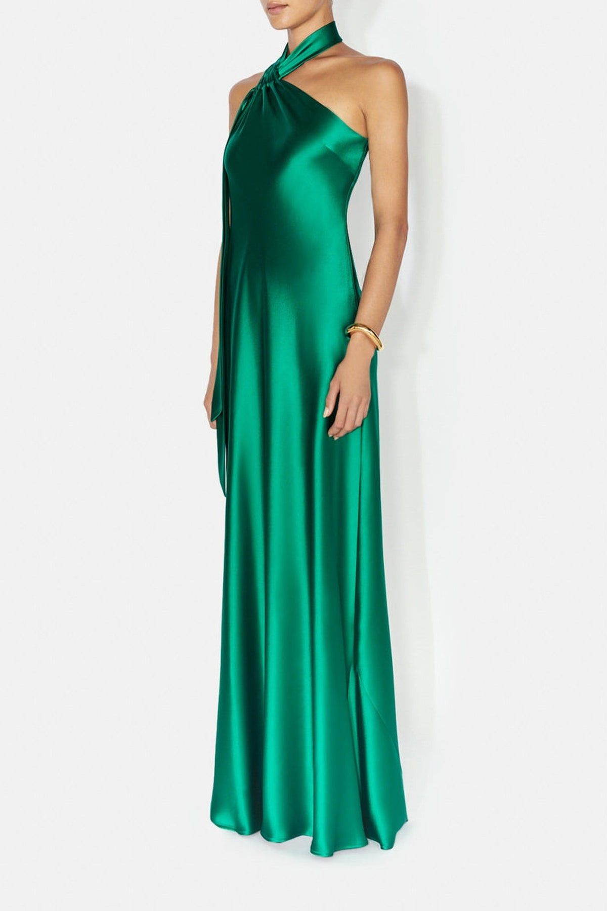 Robe longue Ushuaia en satin - Emerald