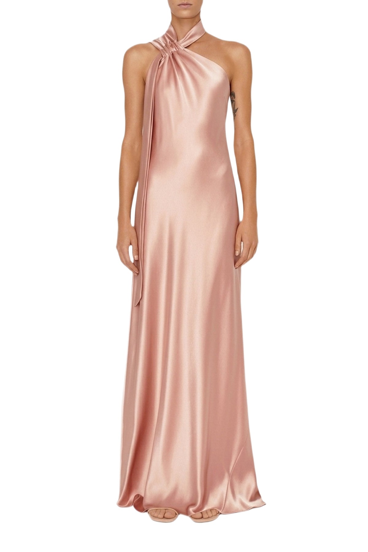 Robe longue Ushuaia en satin - Nude