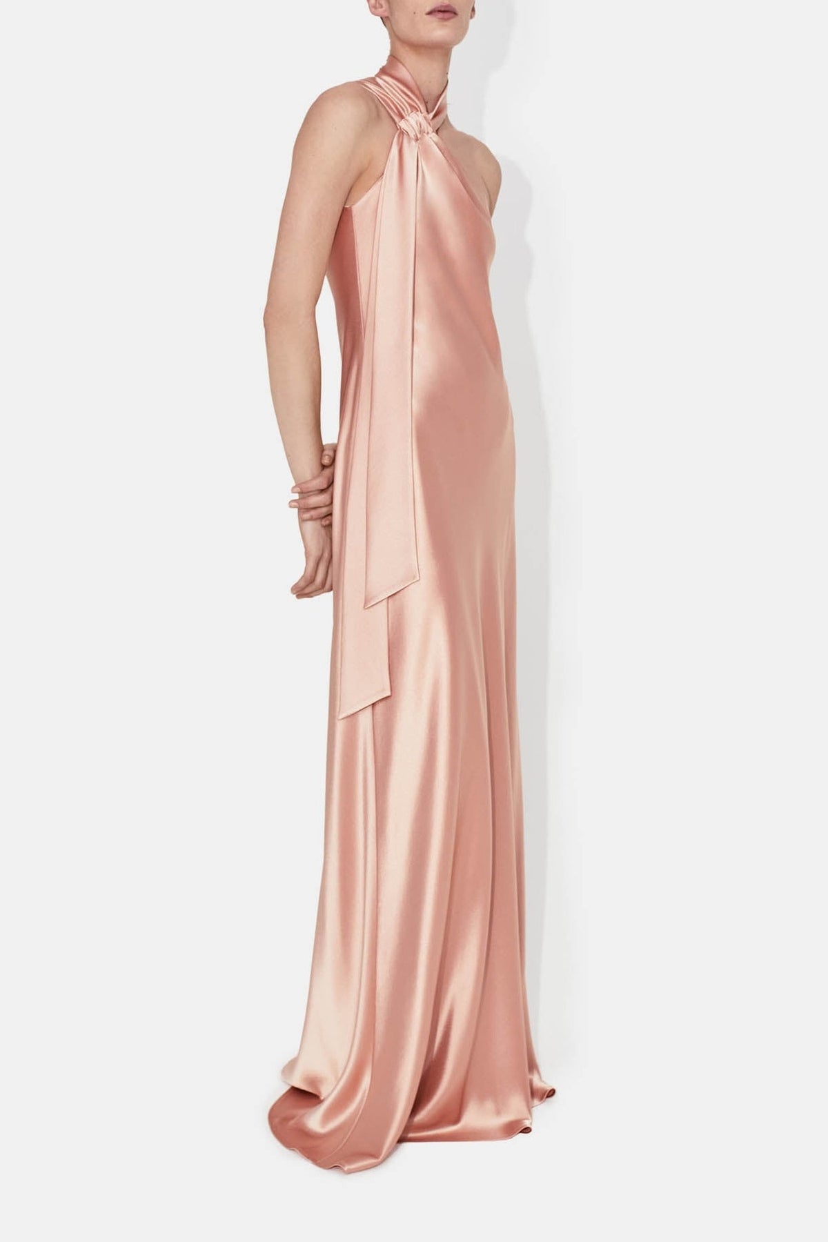 Robe longue Ushuaia en satin - Nude