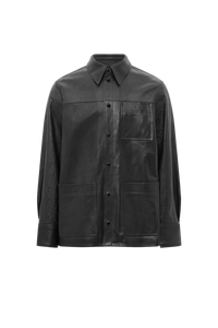 Glossy Moon Leather Ls Shirt - Noir