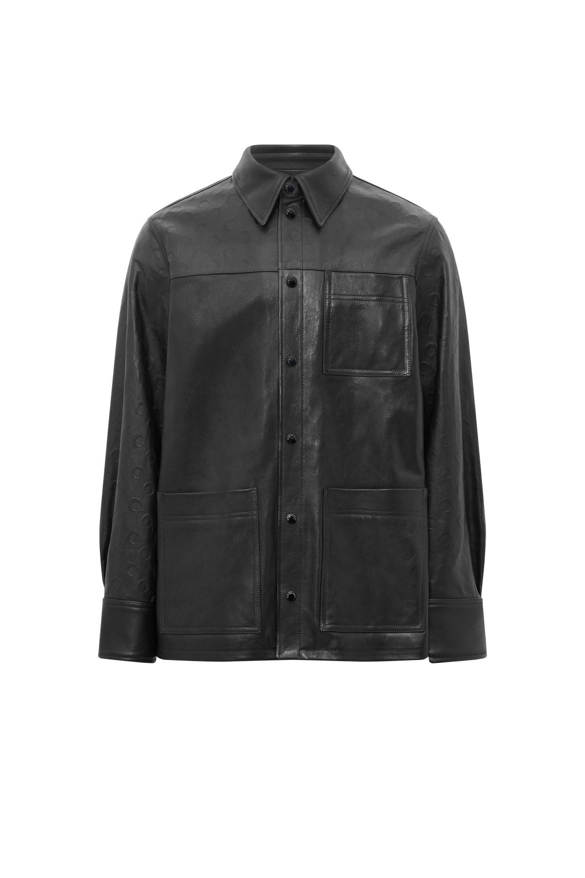 Glossy Moon Leather Ls Shirt - Noir