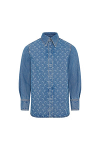 Chemise à manches longues Moon Laser en denim unisexe - Bleu
