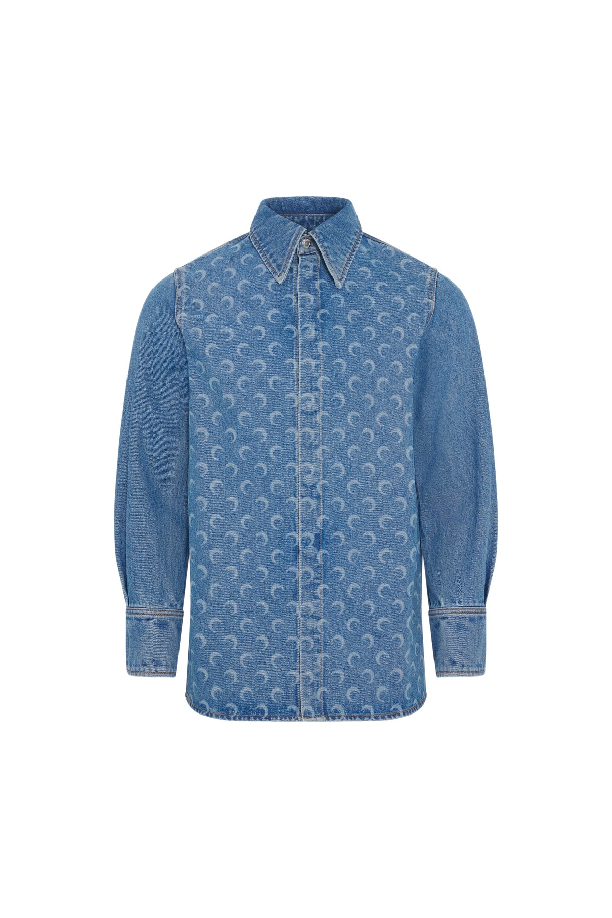 Chemise à manches longues Moon Laser en denim unisexe - Bleu