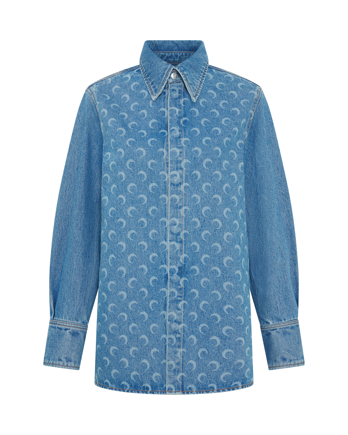 Moon Laser Blue Wash Denim Ls Shirt - Bleu