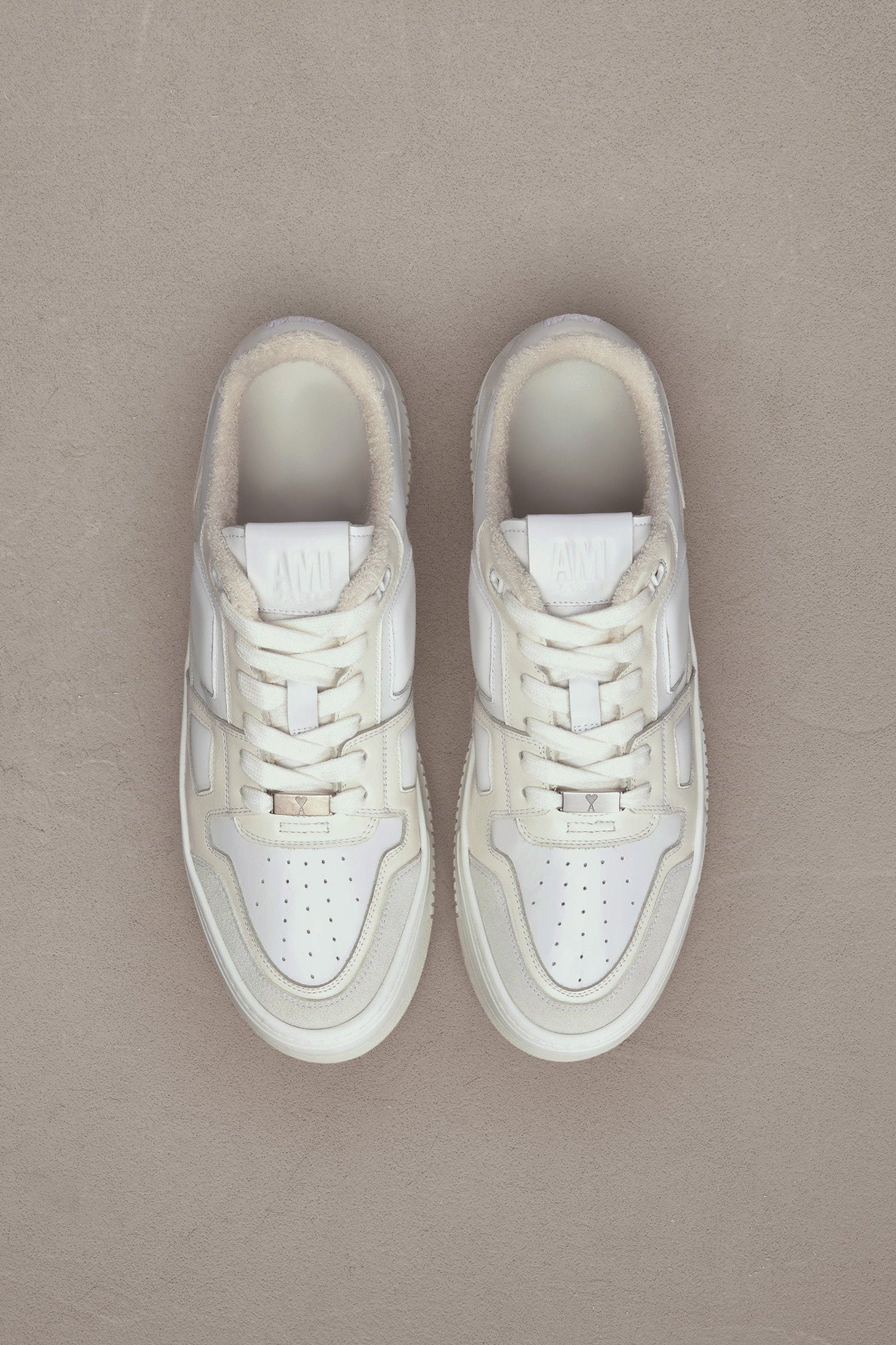 Ami Arcade Low Leather Sneakers - White & Off White
