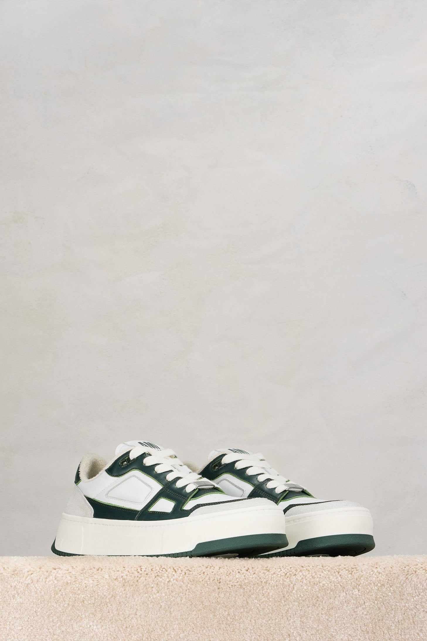 Ami Arcade Low Leather Sneakers - White & Bottle Green