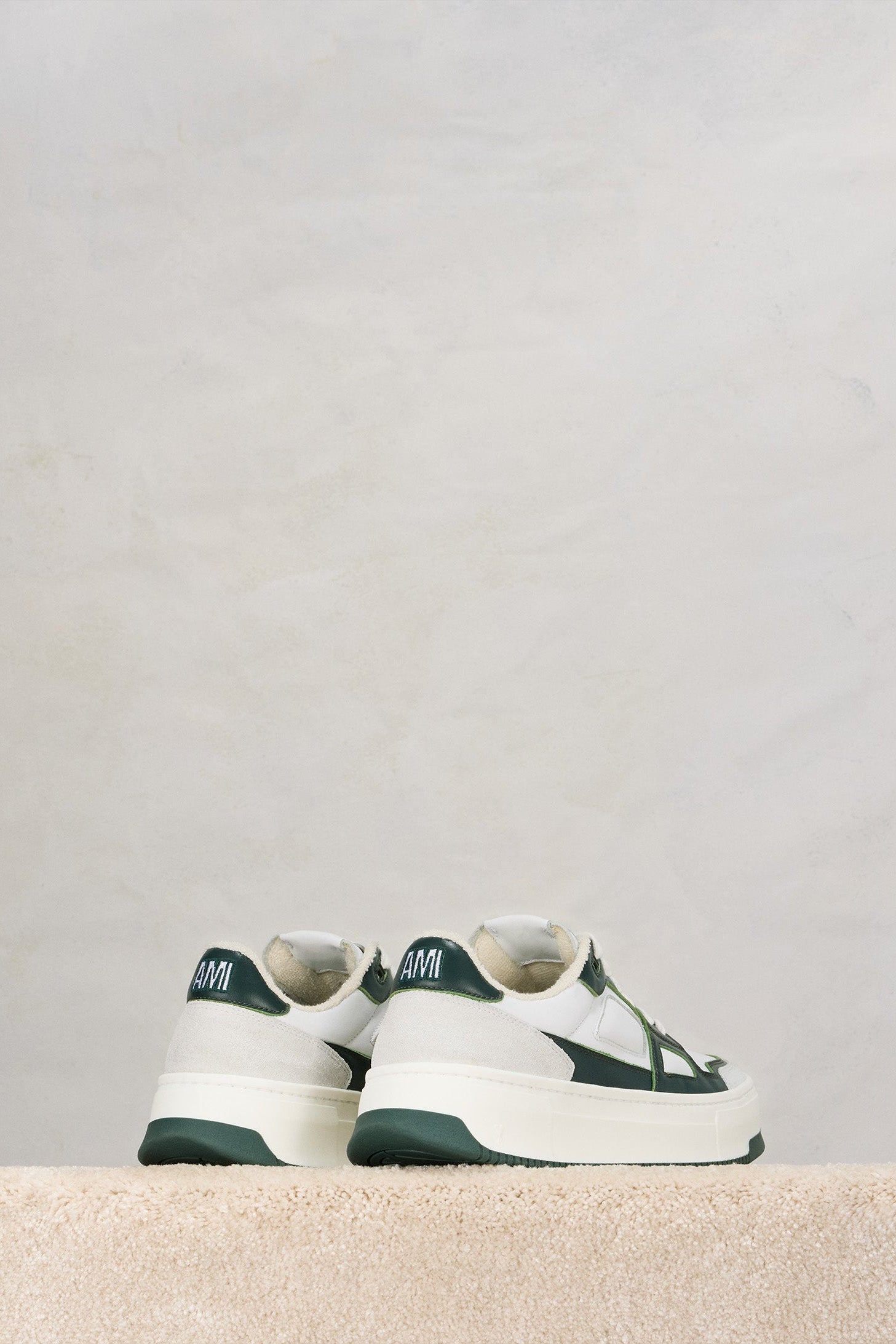 Ami Arcade Low Leather Sneakers - White & Bottle Green
