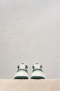 Ami Arcade Low Leather Sneakers - White & Bottle Green