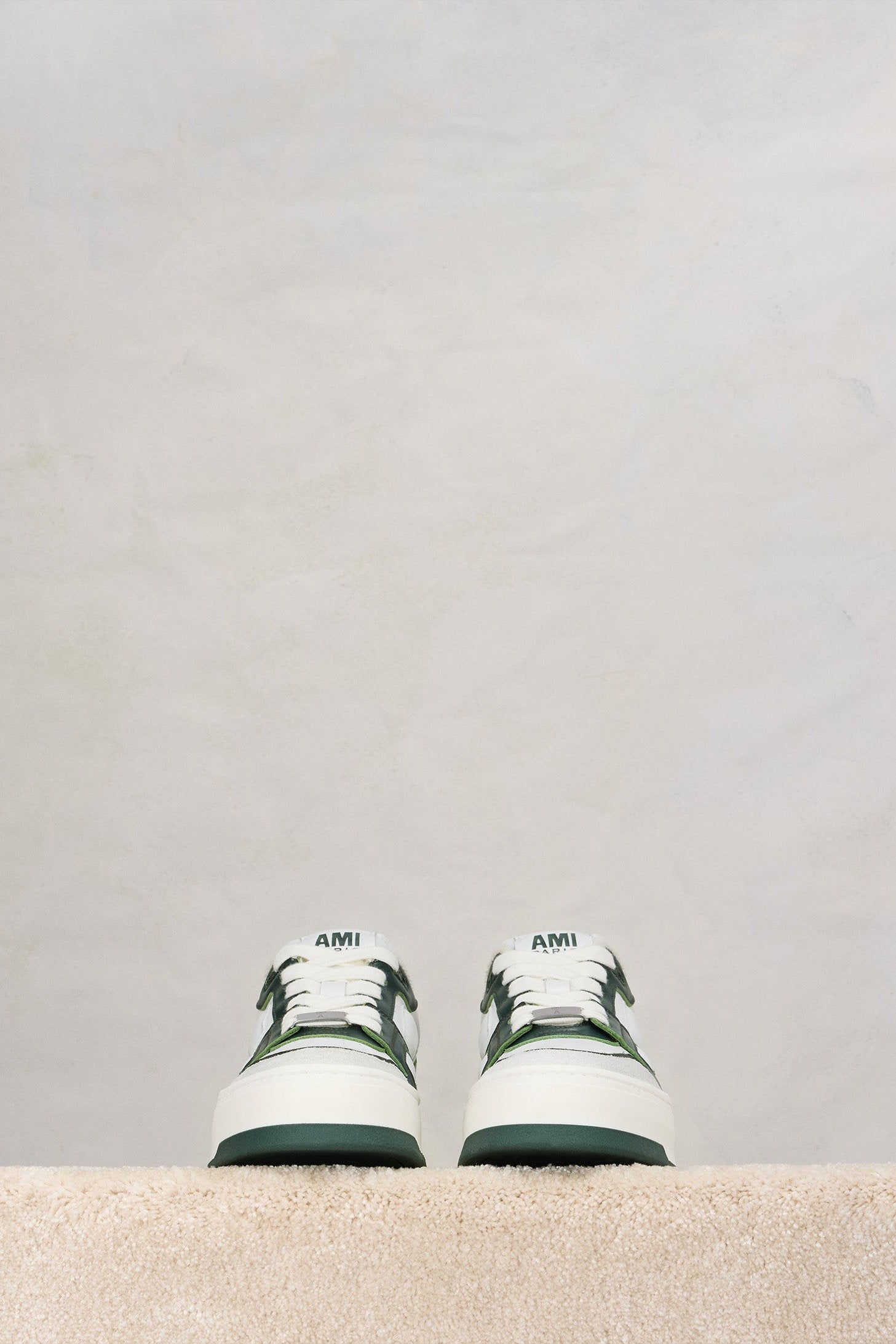 Ami Arcade Low Leather Sneakers - White & Bottle Green
