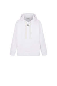 Top à capuche en polaire imprimé logo unisex - White