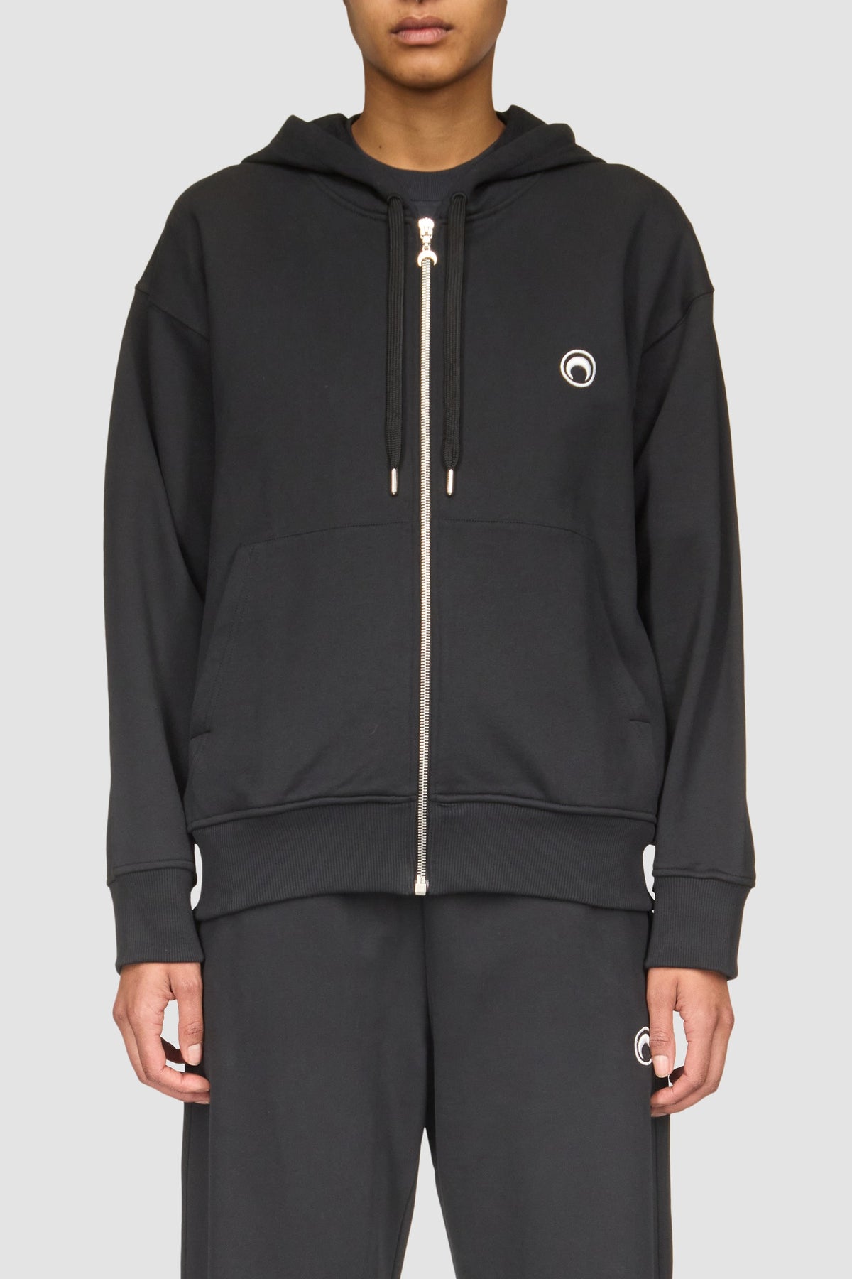 Moon Logo Fleece Zipped Hoodie - Noir