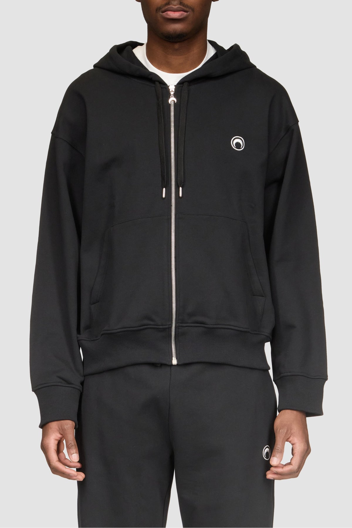 Moon Logo Fleece Zipped Hoodie - Noir