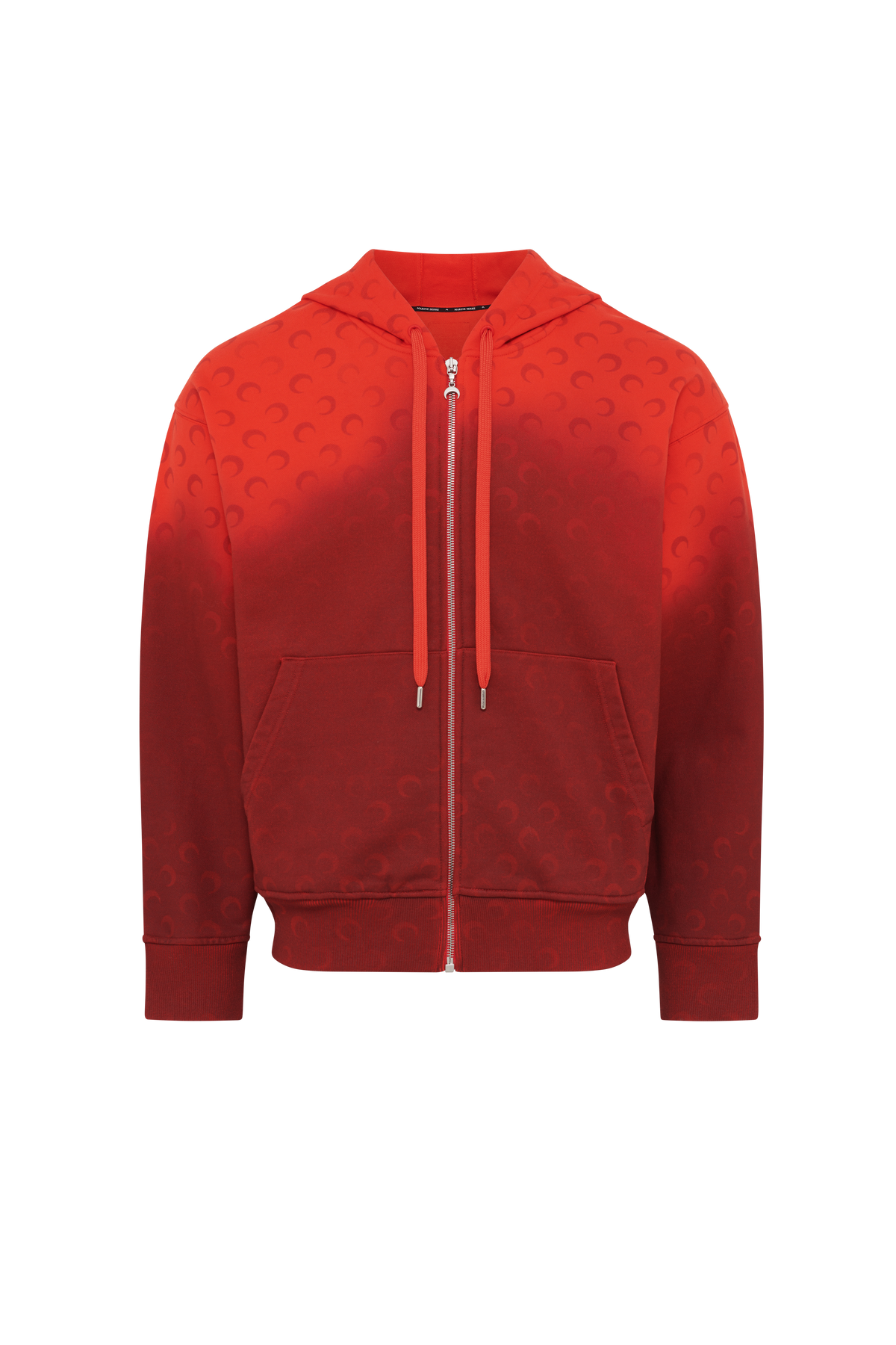 Moon Faded Fleece Zipped Hoodie - Rouge