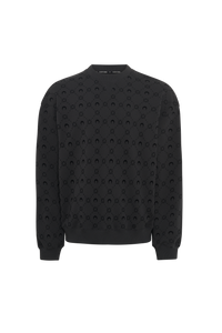 Moonogram Flocked Fleece Relaxed Sweatsh - Noir