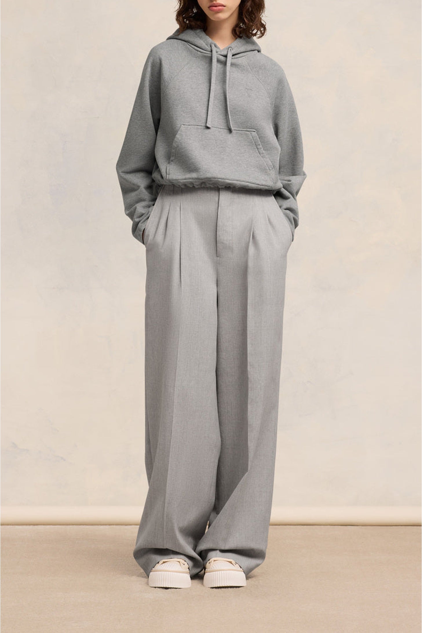 Sweat à capuche court Ami de Cœur - Heather Grey