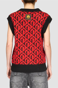 Moon Lozenge Knit V-Neck Vest - Multicolore