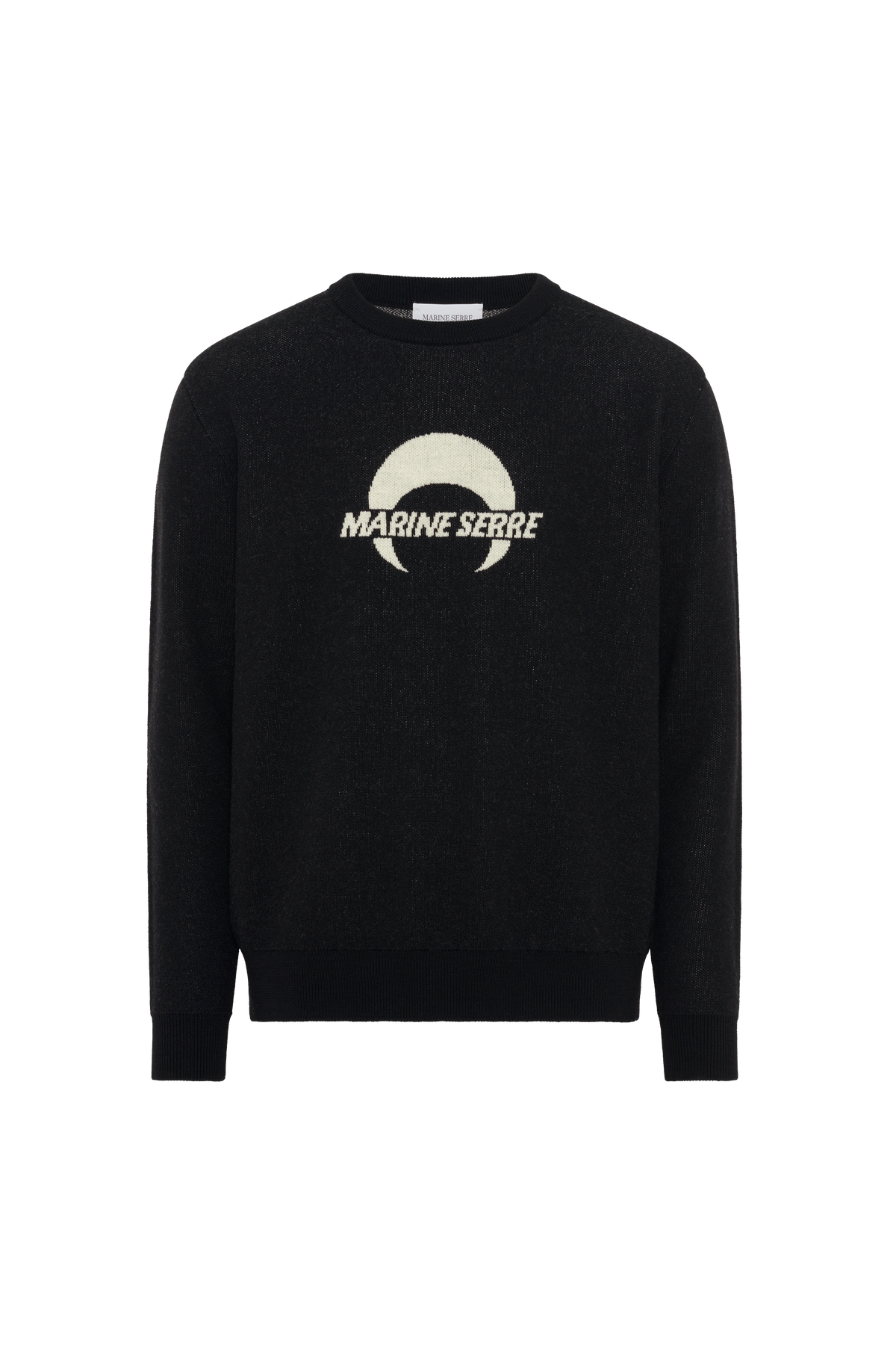 Merino Wool Knit Ls Crewneck Top - Noir