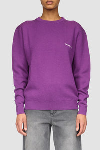 Merino Wool Knit Ls Crewneck Top - Violet
