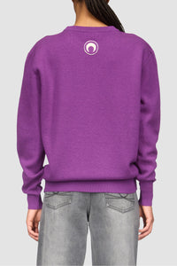 Merino Wool Knit Ls Crewneck Top - Violet