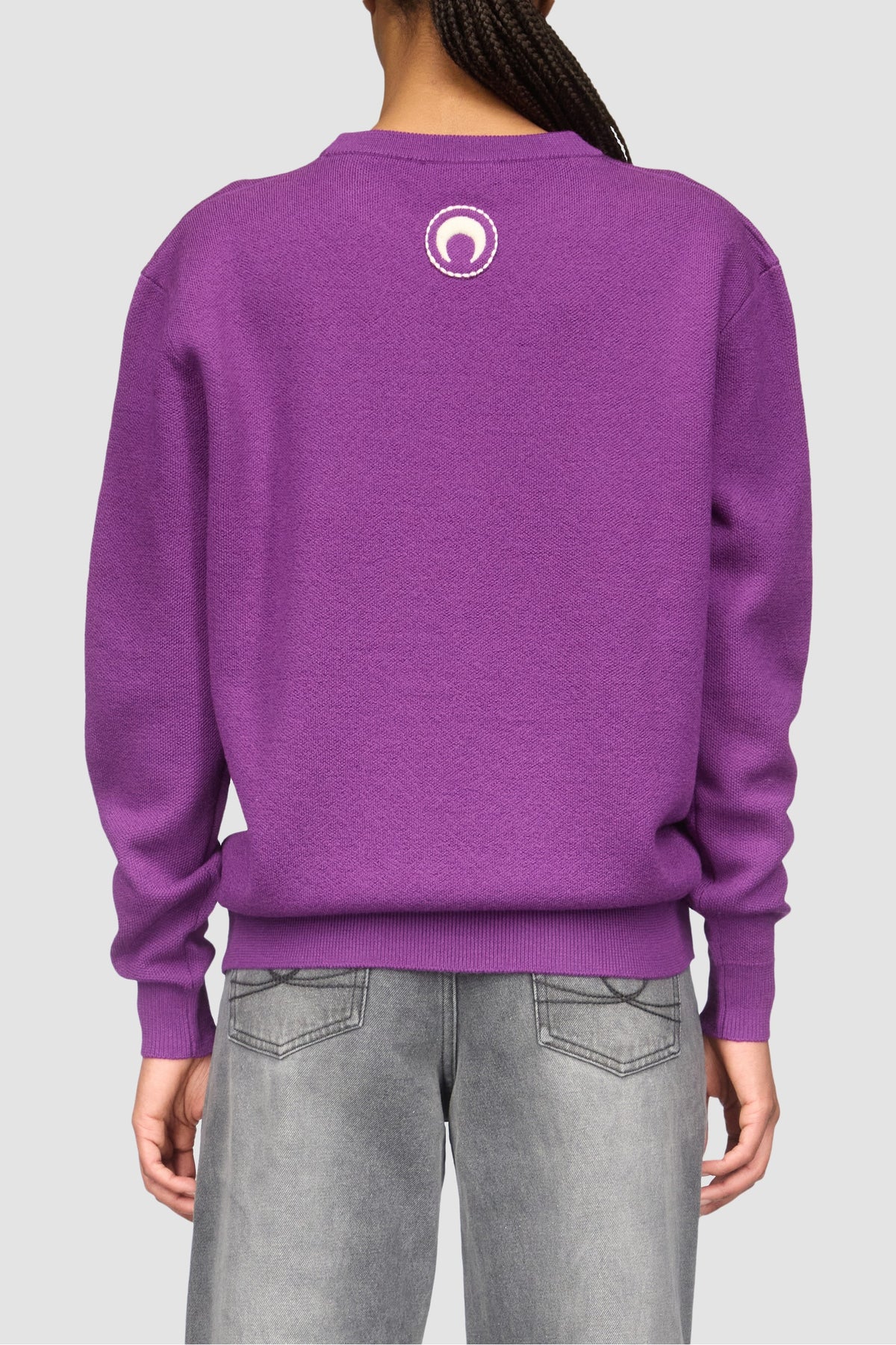 Merino Wool Knit Ls Crewneck Top - Violet