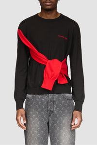 Hybrid Knit Wrapped Crewneck Sweater - Multicolore