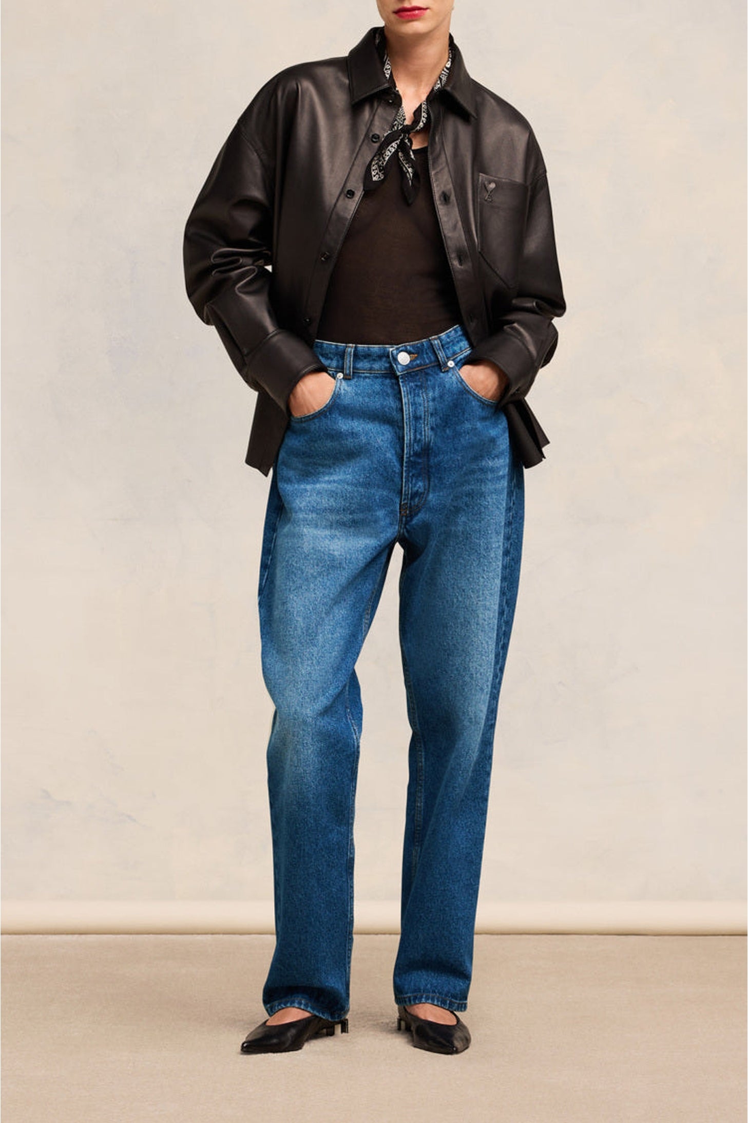 Pantalon loose en denim délavé - Used Blue