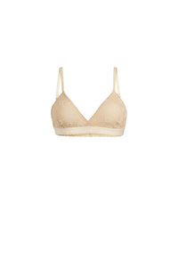 Soutien-gorge en mesh floquée monogramme - White On Beige