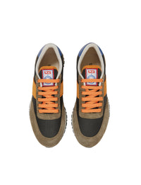 42qty NEW  / Baskets en cuir - Kaki & Orange & Bleu