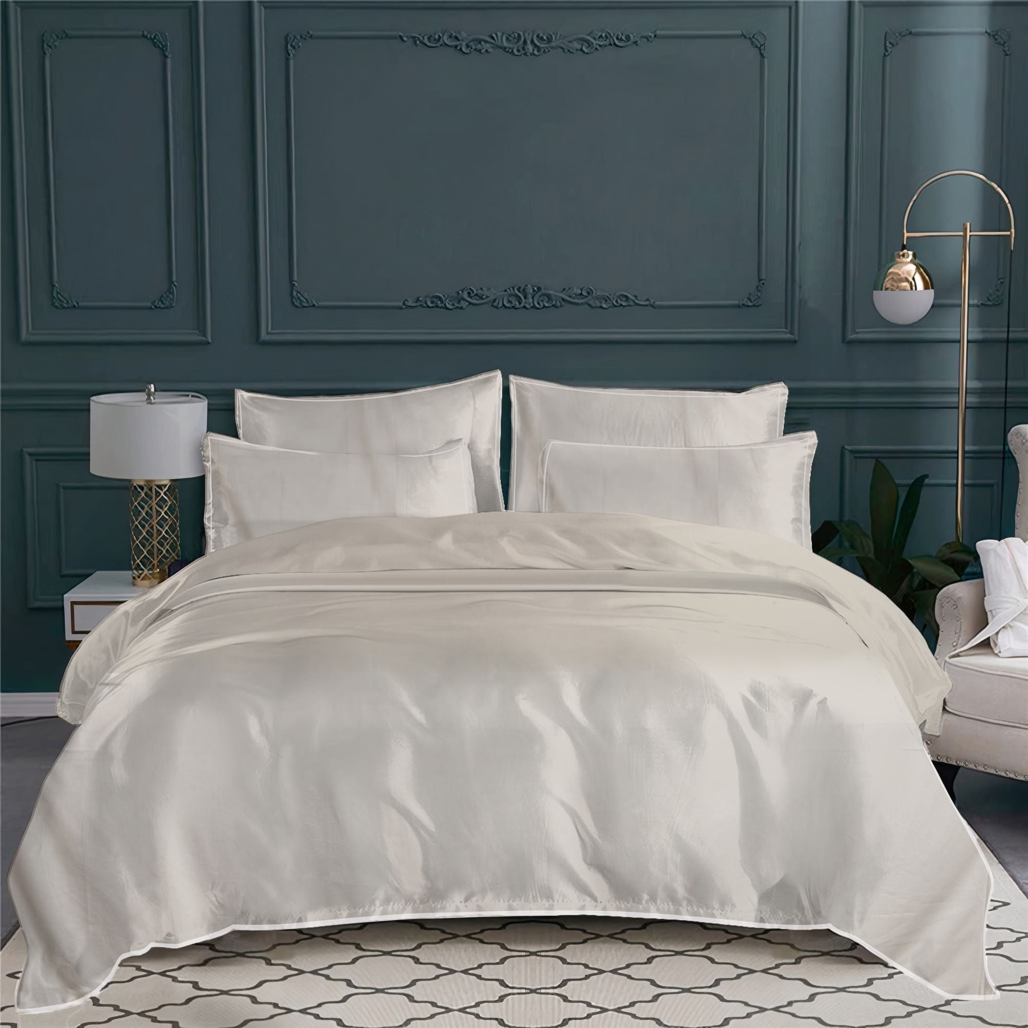 Taie d'oreiller Uni en satin de coton - Taupe