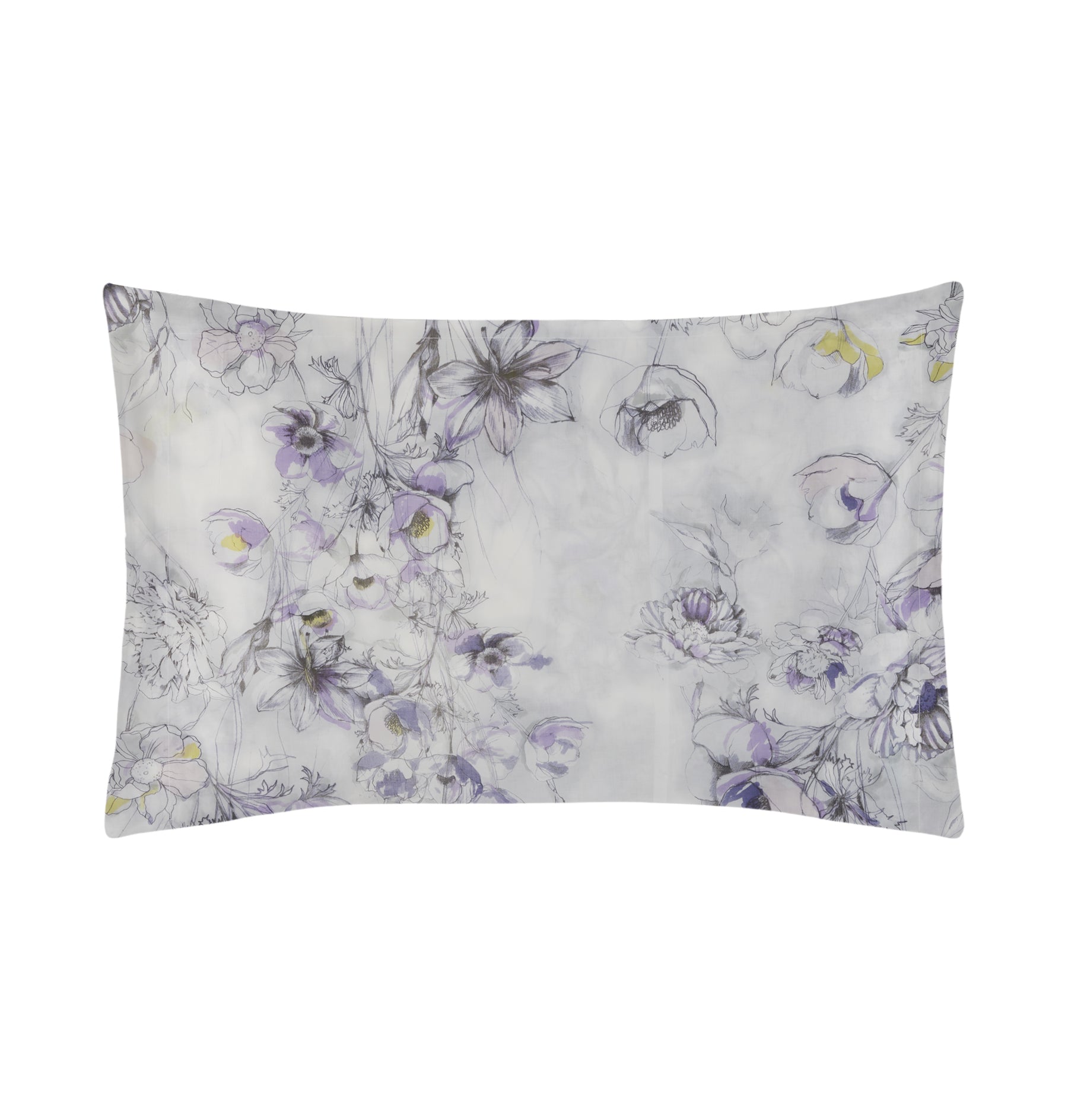 Parure de lit Esquisse en voile de coton - Violet & Gris