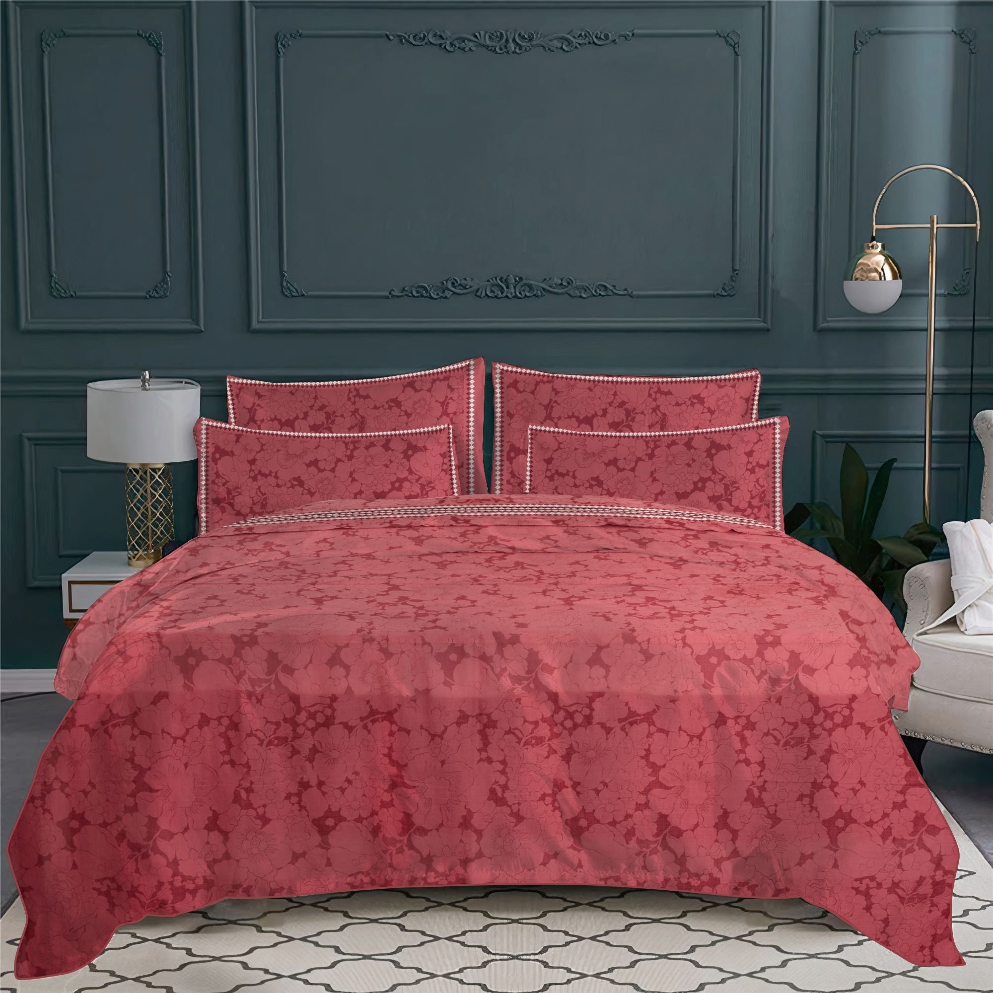 Housse de couette Janis en voile de coton - Bordeaux, Noir & Coquille