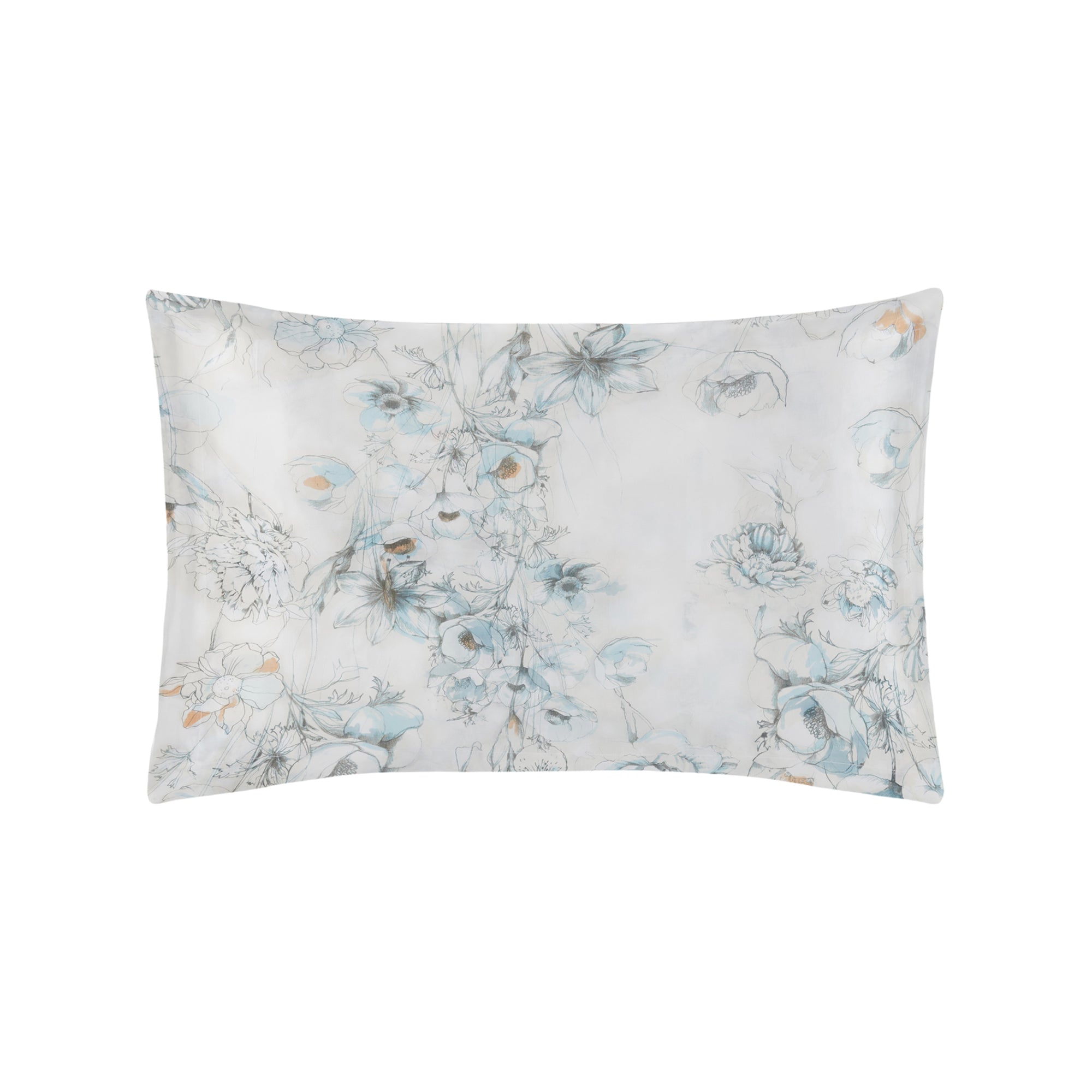 Esquisse pillow case in cotton voile - Turquoise & Sable