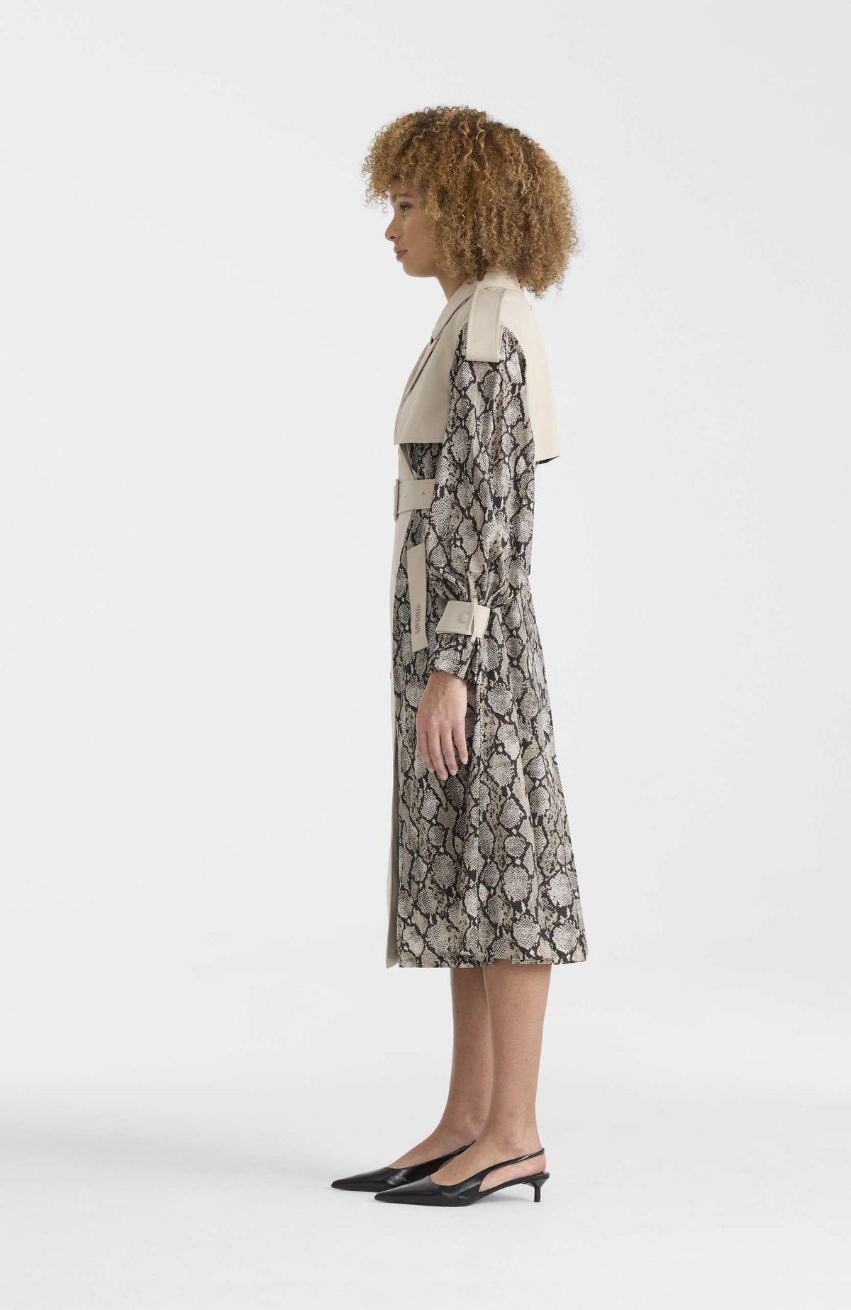 Taupe Snake Ladies Trench Coat