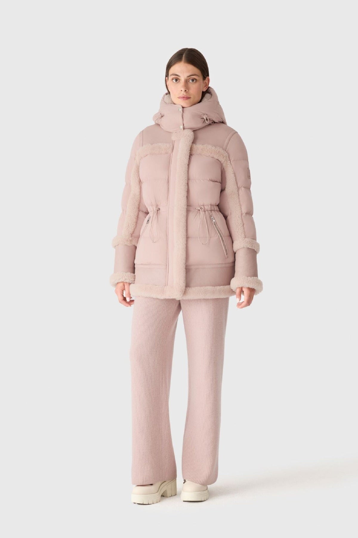 Sepia Rose-Sepia Rose Ladies Hooded MIxed Media Jacket