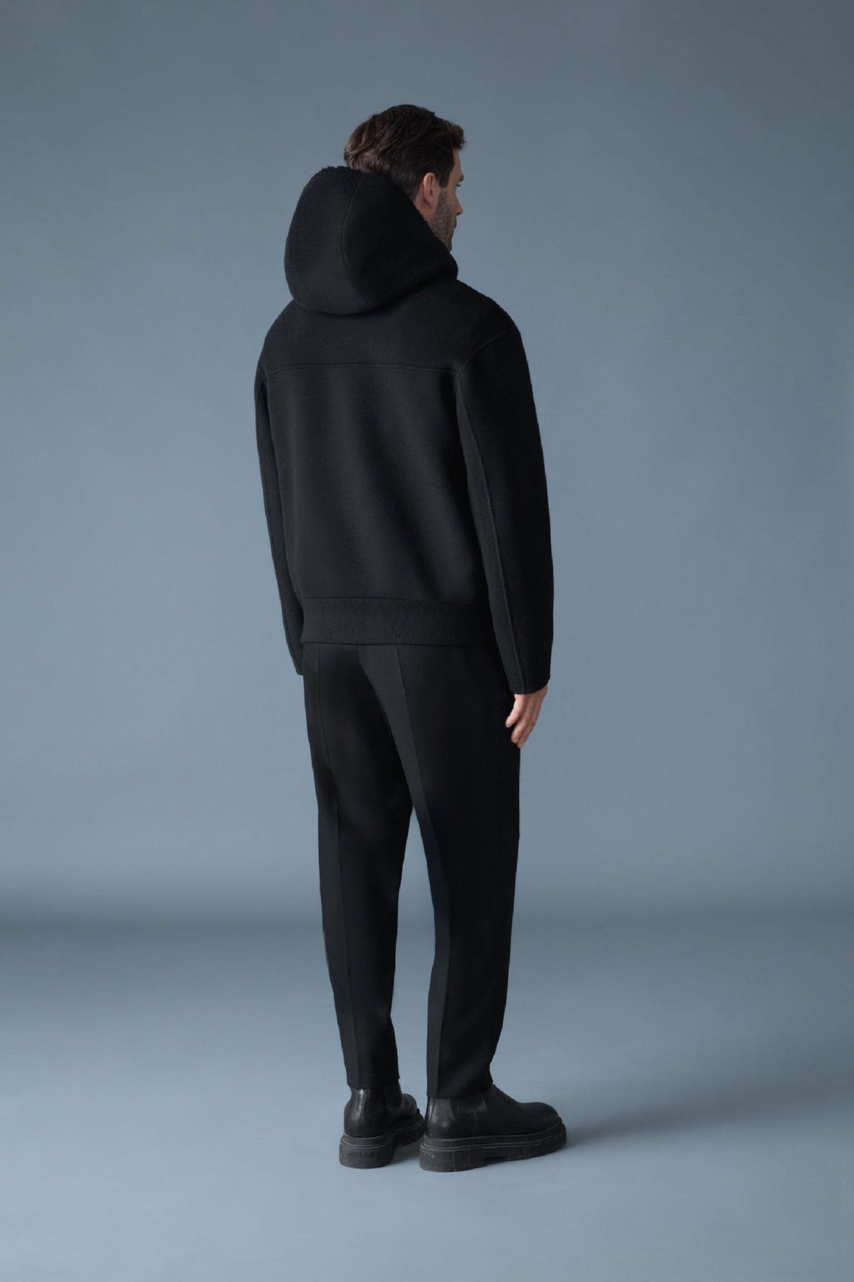 Black-Black Men's Wool Jacket