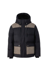 Black-Earth Brown Multi Men's Hooded Down Jacket