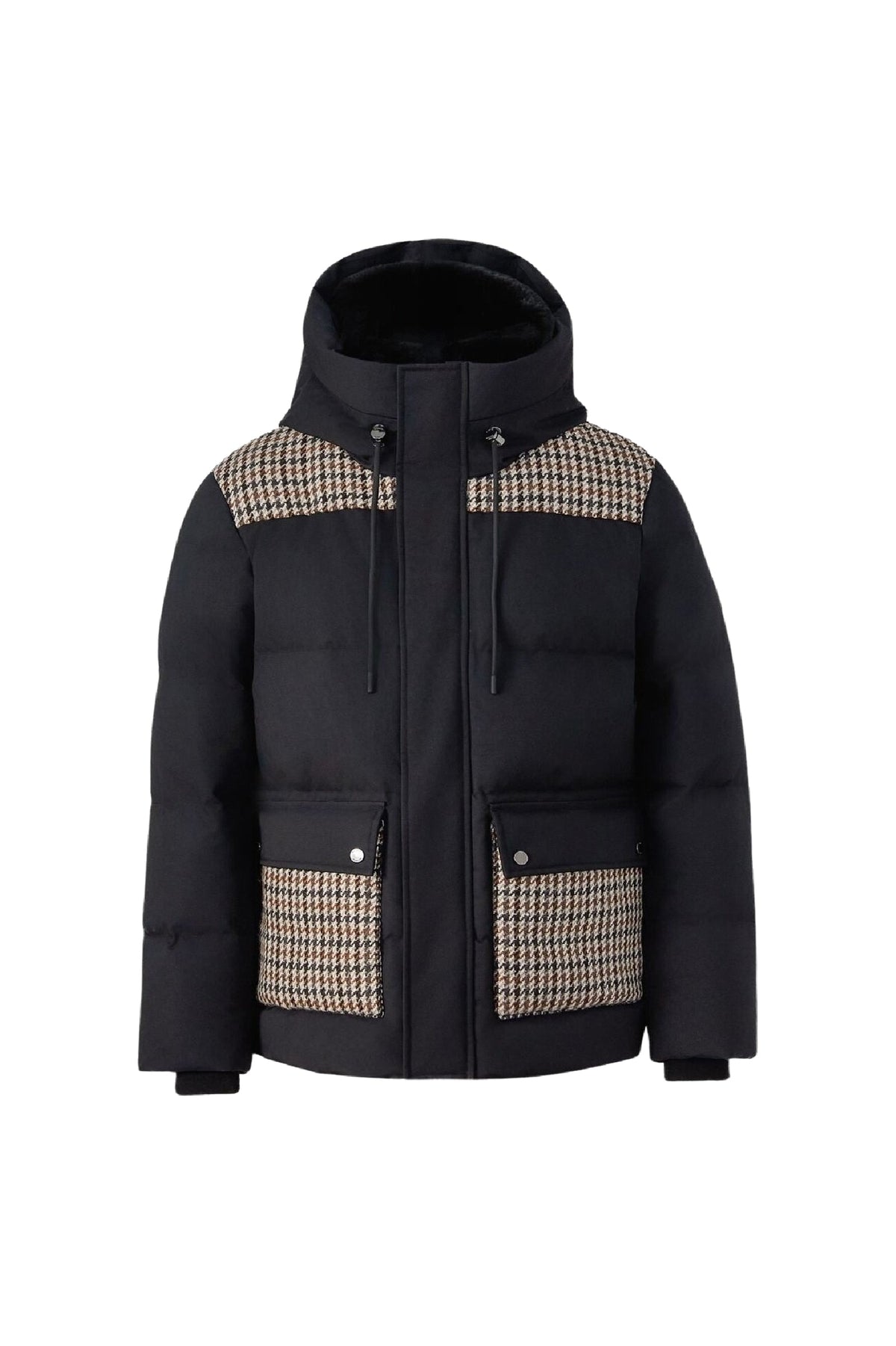 Black-Earth Brown Multi Men's Hooded Down Jacket