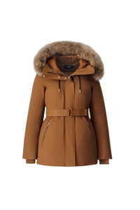 Earth Brown Ladies Hooded Down Coat