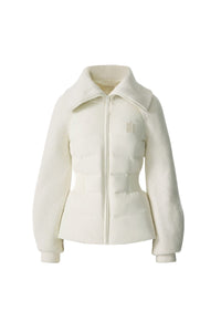 Cream Ladies Mixed Media Jacket