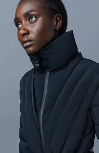 Black Ladies Hooded Down Ski Jacket