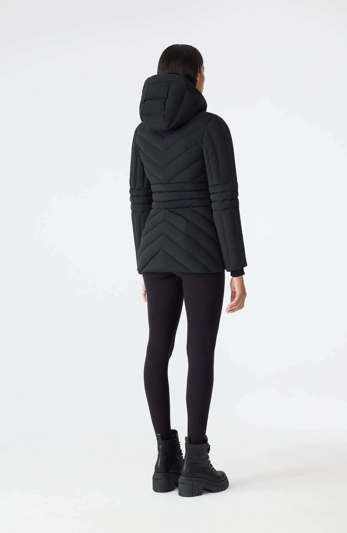 Black Ladies Hooded Light Down Jacket