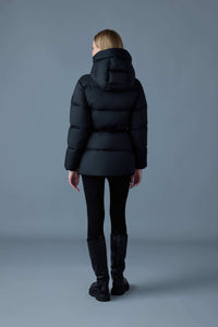 Black Ladies Hooded Light Down Jacket