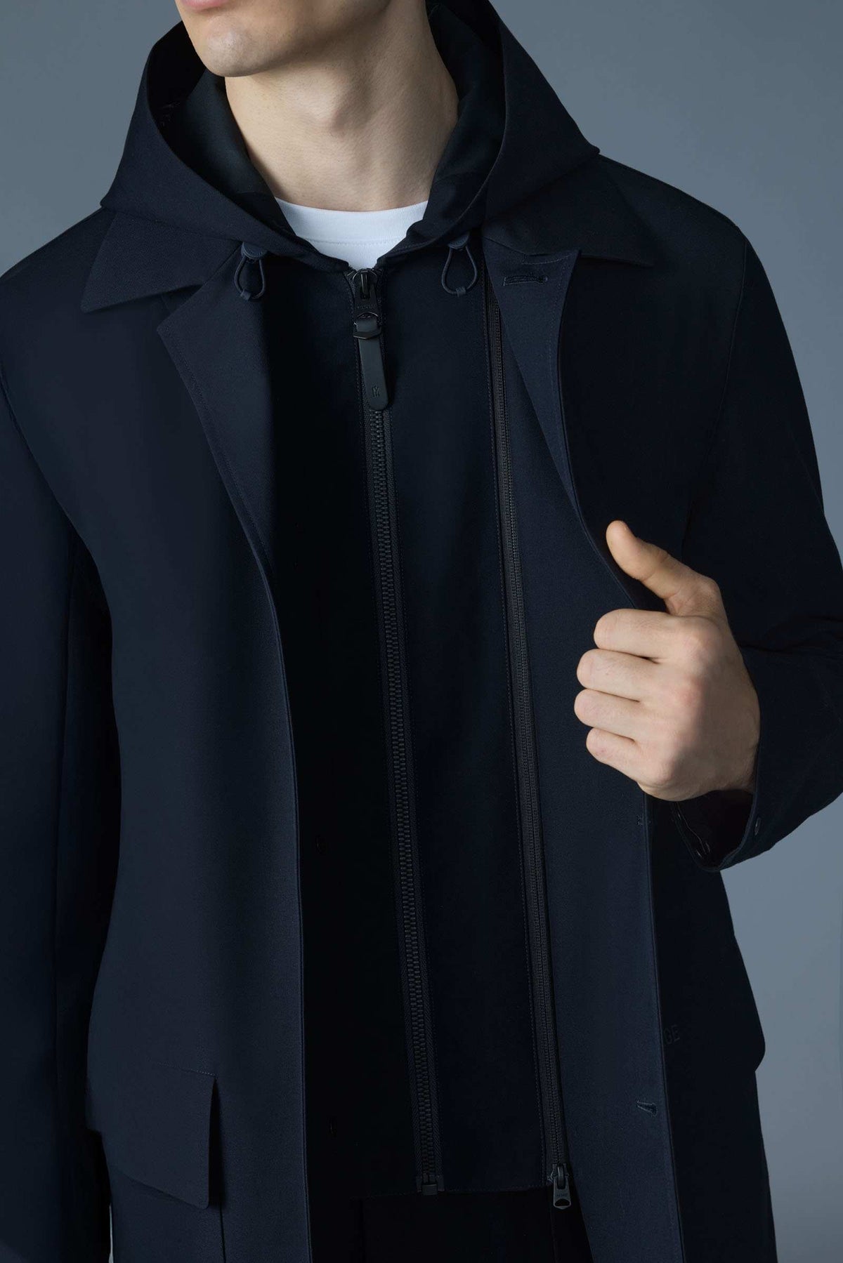 Navy Men's Hooded Rainwear/ Rainproof Coat