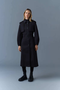 Black Ladies Belted Trench Jacket