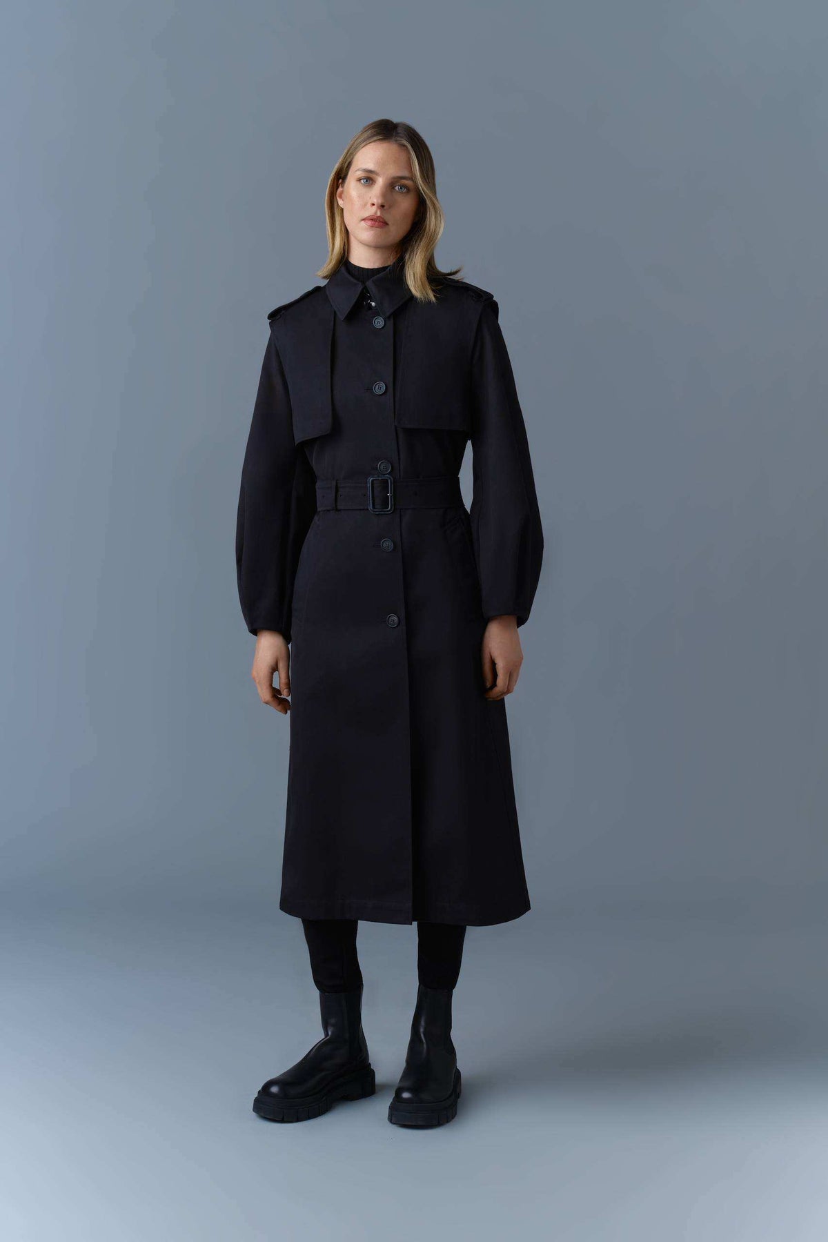 Black Ladies Belted Trench Jacket