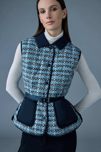 Sky Blue Multi Ladies light Down Vest