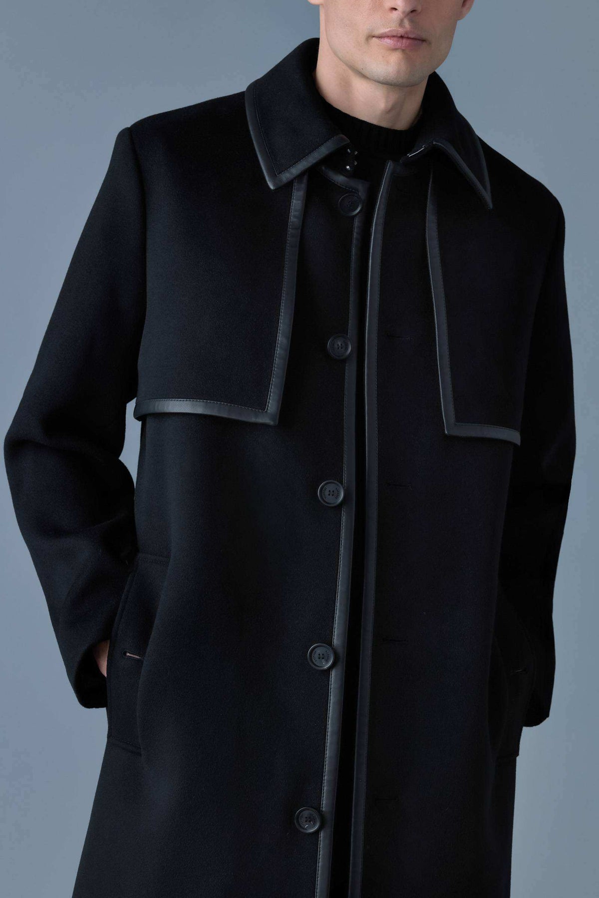 Black Men's Belted Trench coat